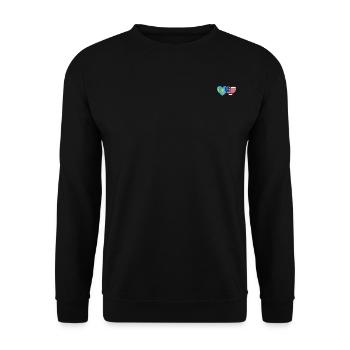 Kasachstan USA Flagge Herz - Unisex Pullover - Schwarz - Vorne - Alina (178cm) & Michal (187cm)