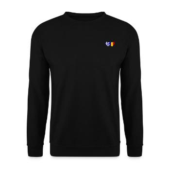 Griechenland Rumänien Flagge Herz - Unisex Pullover - Schwarz - Vorne - Alina (178cm) & Michal (187cm)