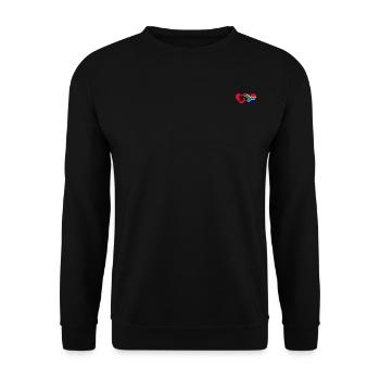 Albanien Südafrika Flagge Herz - Unisex Pullover - Schwarz - Vorne - Alina (178cm) & Michal (187cm)