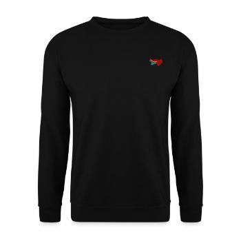 Südafrika Marokko Flagge Herz - Unisex Pullover - Schwarz - Vorne - Alina (178cm) & Michal (187cm)