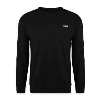 Südafrika Kroatien Flagge Herz - Unisex Pullover - Schwarz - Vorne - Alina (178cm) & Michal (187cm)