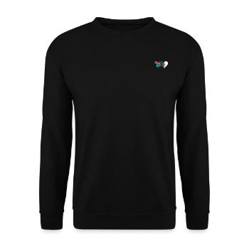 Südafrika Algerien Flagge Herz - Unisex Pullover - Schwarz - Vorne - Alina (178cm) & Michal (187cm)