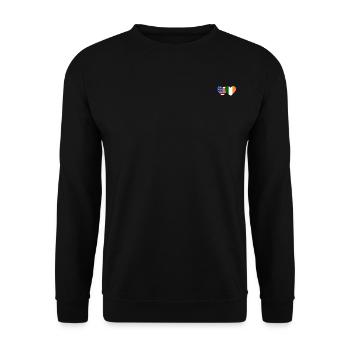 USA Irland Flagge Herz - Unisex Pullover - Schwarz - Vorne - Alina (178cm) & Michal (187cm)