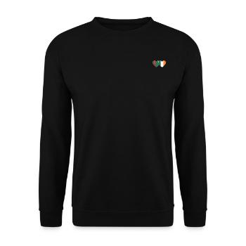 Turkmenistan Irland Flagge Herz - Unisex Pullover - Schwarz - Vorne - Alina (178cm) & Michal (187cm)