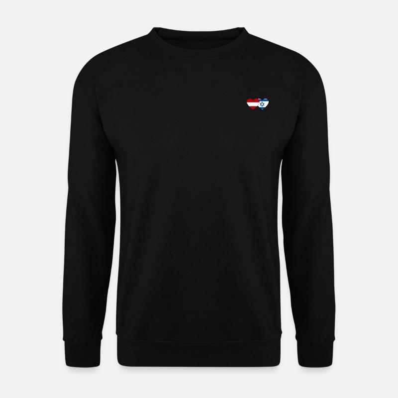 Austria Israel Flag Heart - Unisex Sweatshirt - black