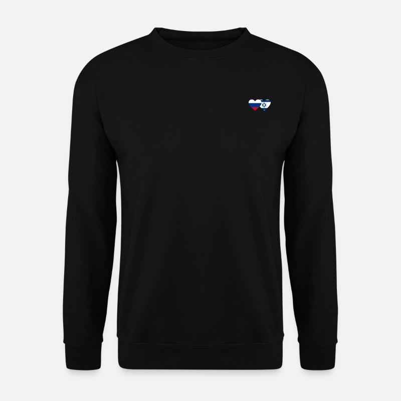 Russie Israël Drapeau Coeur - Sweat-shirt Unisexe - noir