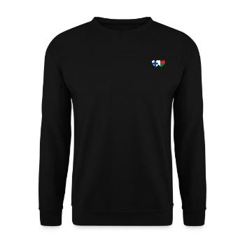 Finnland Madagaskar Herz Flagge - Unisex Pullover - Schwarz - Vorne - Alina (178cm) & Michal (187cm)