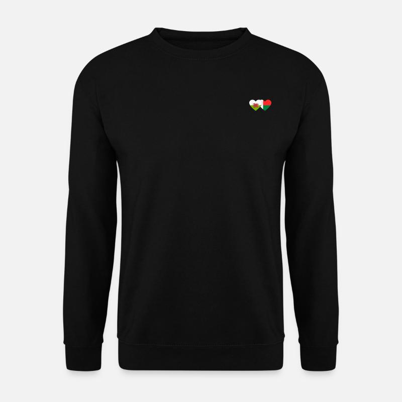 Wales Madagascar Flag Heart - Unisex Sweatshirt - black