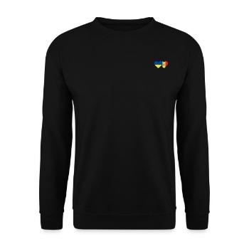 Ukraine Andorra Flagge Herz - Unisex Pullover - Schwarz - Vorne - Alina (178cm) & Michal (187cm)