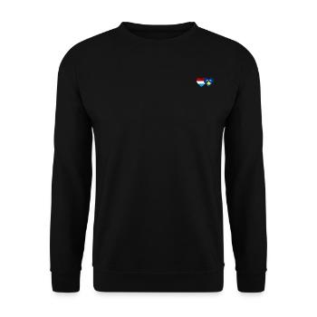 Luxemburg Kosovo Flagge Herz - Unisex Pullover - Schwarz - Vorne - Alina (178cm) & Michal (187cm)