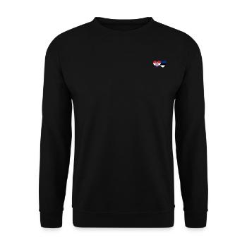 Kroatien Estland Flagge Herz - Unisex Pullover - Schwarz - Vorne - Alina (178cm) & Michal (187cm)