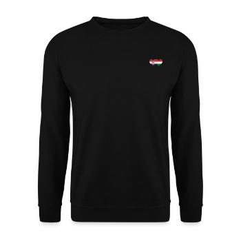 Kroatien Ungarn Flagge Herz - Unisex Pullover - Schwarz - Vorne - Alina (178cm) & Michal (187cm)