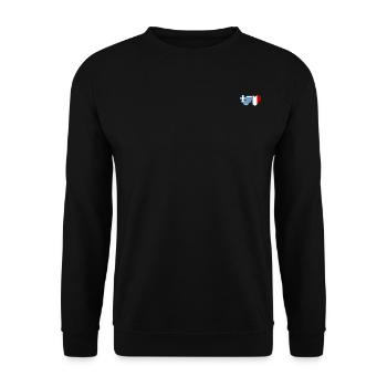 Griechenland Frankreich Flagge Herz - Unisex Pullover - Schwarz - Vorne - Alina (178cm) & Michal (187cm)