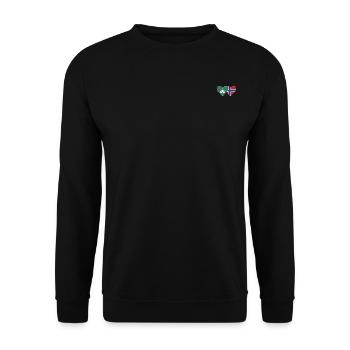 Macau Norwegen Flagge Herz - Unisex Pullover - Schwarz - Vorne - Alina (178cm) & Michal (187cm)