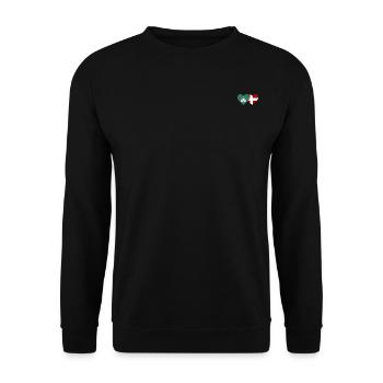 Macau Dänemark Flagge Herz - Unisex Pullover - Schwarz - Vorne - Alina (178cm) & Michal (187cm)