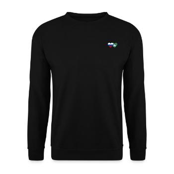Russland Macau Flagge Herz - Unisex Pullover - Schwarz - Vorne - Alina (178cm) & Michal (187cm)