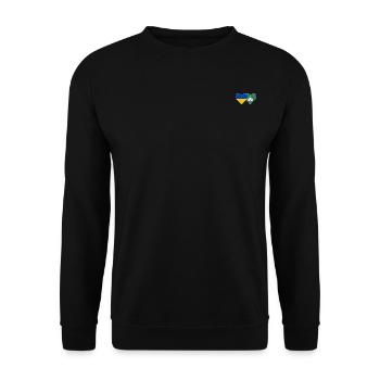 Ukraine Macau Flagge Herz - Unisex Pullover - Schwarz - Vorne - Alina (178cm) & Michal (187cm)