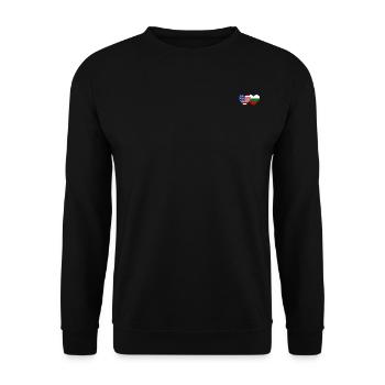 USA Bulgarien Flagge Herz - Unisex Pullover - Schwarz - Vorne - Alina (178cm) & Michal (187cm)