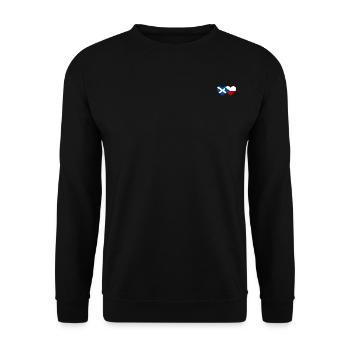 Schottland Tschechien Flagge Herz - Unisex Pullover - Schwarz - Vorne - Alina (178cm) & Michal (187cm)