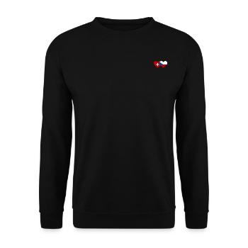 Schweiz Tschechien Flagge Herz - Unisex Pullover - Schwarz - Vorne - Alina (178cm) & Michal (187cm)