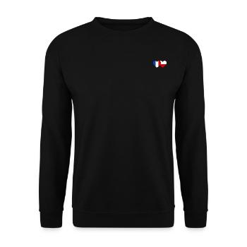 France Pologne Drapeau Coeur - Sweat-shirt Unisexe - noir - Devant - Alina (178cm) & Michal (187cm)