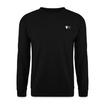 Nigeria Liechtenstein Flagge Herz - Unisex Pullover - Schwarz - Vorne - Alina (178cm) & Michal (187cm)