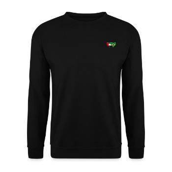 Vereinigte Arabische Emirate Brasilien Flagge Herz - Unisex Pullover - Schwarz - Vorne - Alina (178cm) & Michal (187cm)