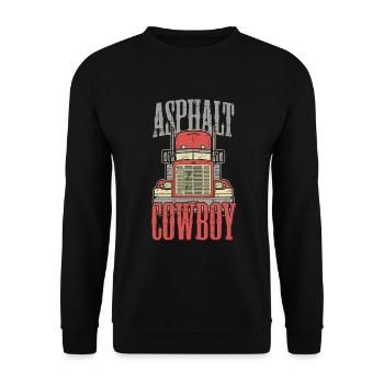 Asphalt Cowboy LKW Fahrer, Fernfahrer, Trucker - Unisex Pullover - Schwarz - Vorne - Alina (178cm) & Michal (187cm)