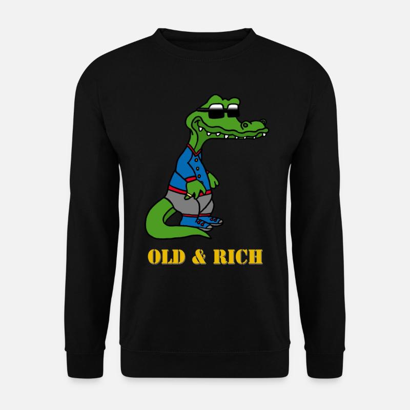 Money Krokodil, crocodile, alt, rich, sungalses - Unisex Pullover - Schwarz