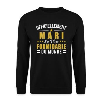 Officiellement Mari les plus formidable - Sweat-shirt Unisexe - noir - Devant - Alina (178cm) & Michal (187cm)