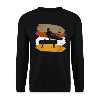 turnen geschenk seitpferd pauschpferd - Unisex Pullover - Schwarz - Vorne - Alina (178cm) & Michal (187cm)