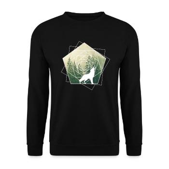 nature géométrie formes forêt de loups - Sweat-shirt Unisexe - noir - Devant - Alina (178cm) & Michal (187cm)
