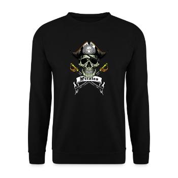 piraten - Unisex Pullover - Schwarz - Vorne - Alina (178cm) & Michal (187cm)