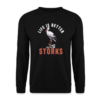 stork - Unisex Sweatshirt - black - Front - Alina (178cm) & Michal (187cm)