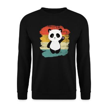 Pandabär - Unisex Pullover - Schwarz - Vorne - Alina (178cm) & Michal (187cm)