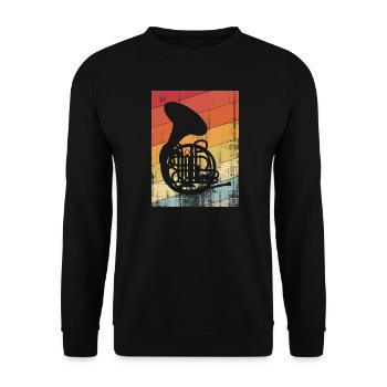 French horn - Unisex Sweatshirt - black - Front - Alina (178cm) & Michal (187cm)