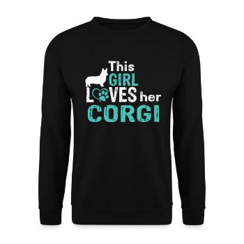 Pembroke Welsh Corgi - Unisex Sweatshirt - black - Front - Alina (178cm) & Michal (187cm)