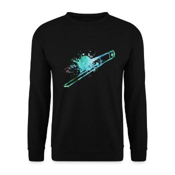 Posaunist Posaune - Unisex Pullover - Schwarz - Vorne - Alina (178cm) & Michal (187cm)
