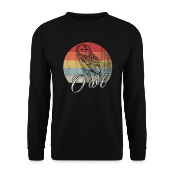 Eule - Unisex Pullover - Schwarz - Vorne - Alina (178cm) & Michal (187cm)