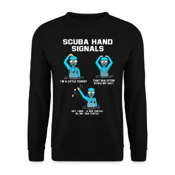 Diver Hand Sign Scuba Diving - Unisex Sweatshirt - black - Front - Alina (178cm) & Michal (187cm)