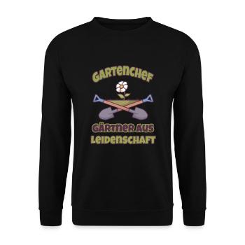 Gartenchef Gärtner aus Leidenschaft Gardening - Unisex Pullover - Schwarz - Vorne - Alina (178cm) & Michal (187cm)