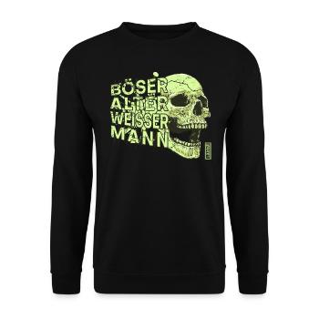 Böser alter weisser Mann - vintage retro grün - Unisex Pullover - Schwarz - Vorne - Alina (178cm) & Michal (187cm)