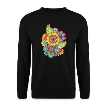 Fleurs Mandala - Sweat-shirt Unisexe - noir - Devant - Alina (178cm) & Michal (187cm)