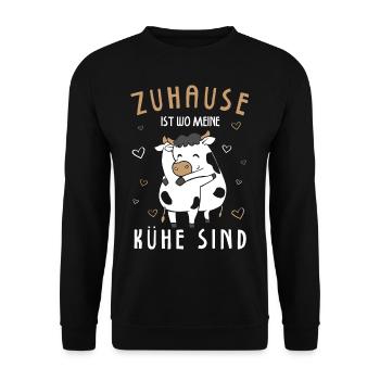 Zuhause Ist Wo Meine Kühe Sind - Unisex Pullover - Schwarz - Vorne - Alina (178cm) & Michal (187cm)