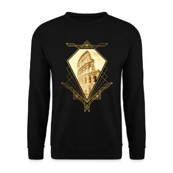 Rome Italy City Skyline Colosseum Gold Ornament - Unisex Sweatshirt - black - Front - Alina (178cm) & Michal (187cm)