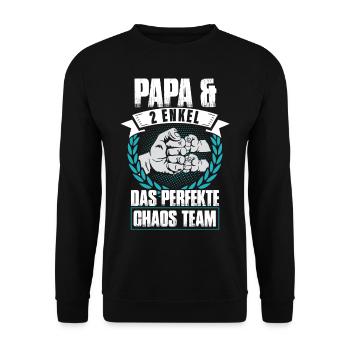 Papa 2 Enkel Das Perfekte Chaos Team - Unisex Pullover - Schwarz - Vorne - Alina (178cm) & Michal (187cm)
