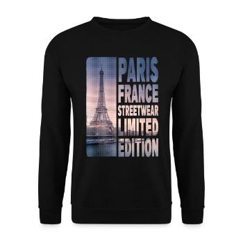 Paris France City Skyline Home Love - Unisex Sweatshirt - black - Front - Alina (178cm) & Michal (187cm)