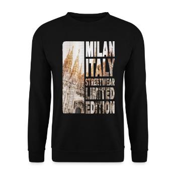 Mailand Milan Italien Stadt Skyline Urlaub Liebe - Unisex Pullover - Schwarz - Vorne - Alina (178cm) & Michal (187cm)