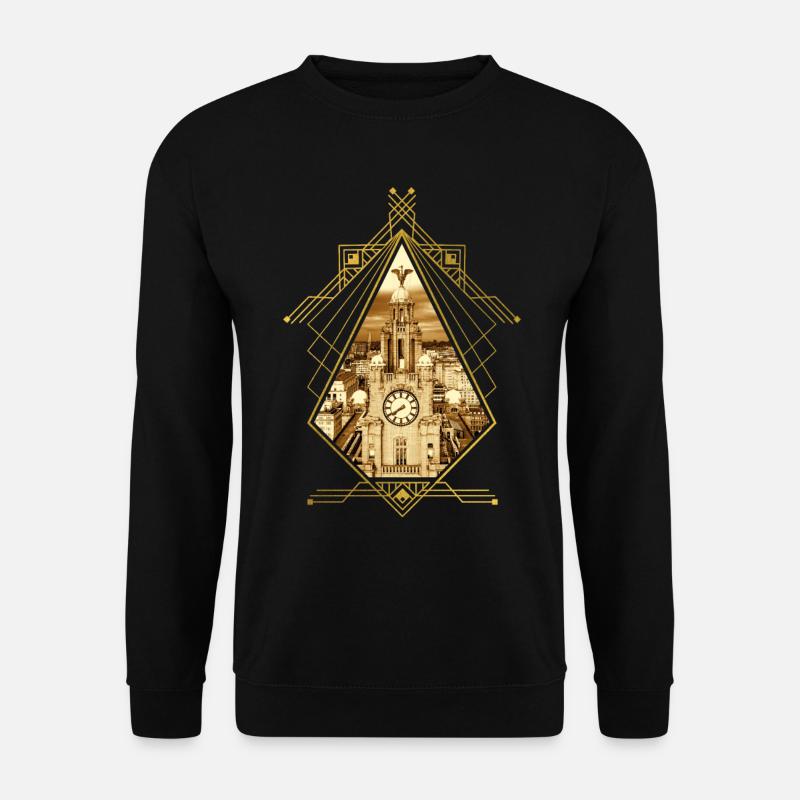 Liverpool England Stadt Skyline Gold Heimat Liebe - Unisex Pullover - Schwarz