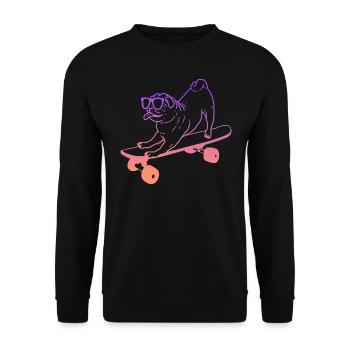 Skateboarding Tricks Skateboard Mops Skater - Unisex Pullover - Schwarz - Vorne - Alina (178cm) & Michal (187cm)